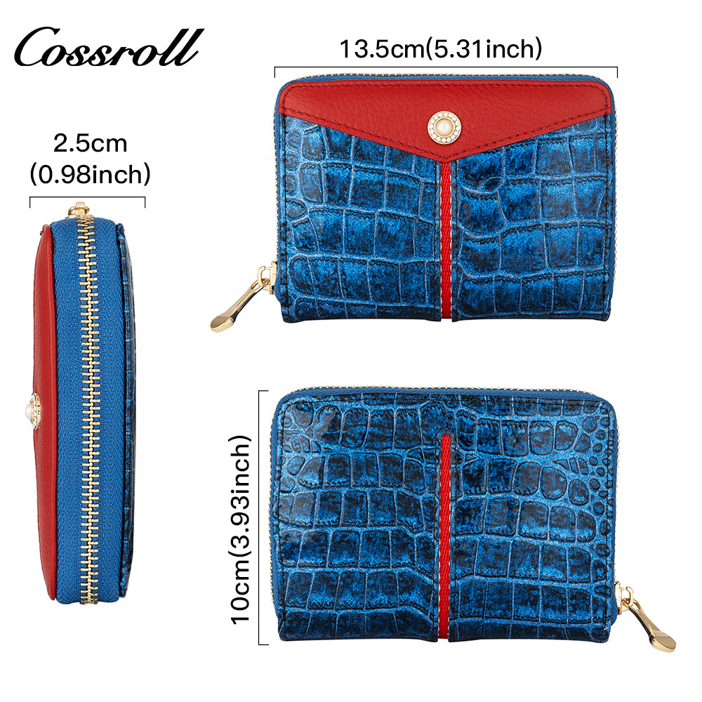 Factory Directly Supply Wallets for women  crocodile texture patent leather