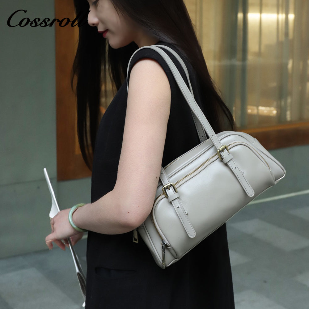 Genuine Leather Women's Bag Retro Bowling Niche Premium Sense Fashion Hundred Simple Armpit Bag Export Biker Mini Bag