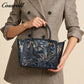 Vintage Embossed Leather Tote Bag for Women, Large Capacity Handbag & Crossbody Bag, Premium Hand-Carved Commuter Bag