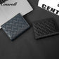 Diamond Quilted Genuine Leather Bifold Short Card Wallet, Ultra Slim Multi-Slot Business ID Card Holder