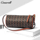 Women Vintage C Monogram Cylinder Bag, Genuine Leather Dual-use Shoulder & Crossbody Barrel Purse