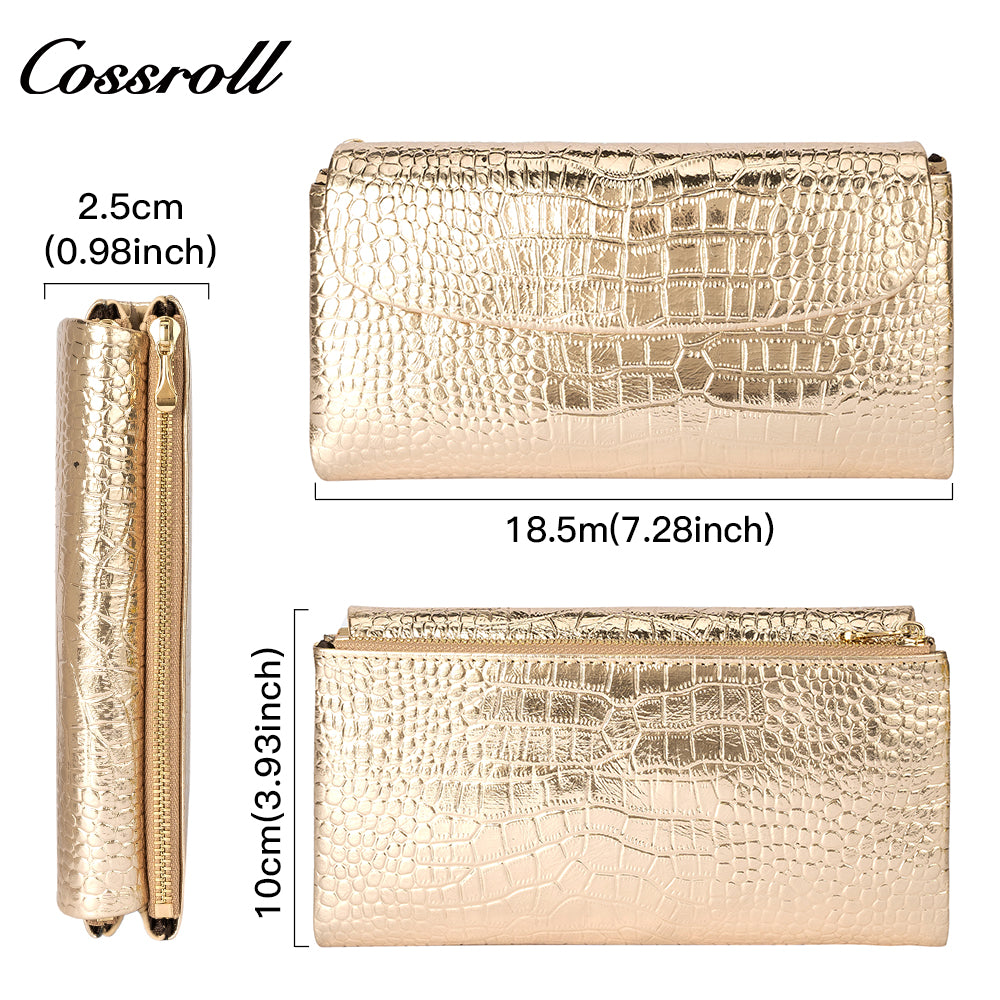 Factory Directly Supply Wallets for women  crocodile texture patent leather