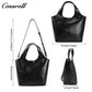 Women's Vintage Waxed Cowhide Crossbody Bag, Minimalist Large Capacity Hand & Shoulder Tote Bag