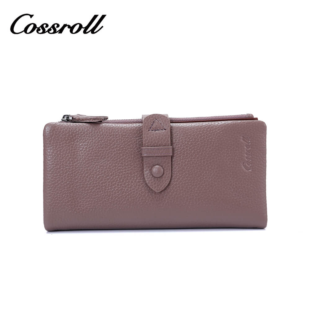 Women Cowhide Lychee Long Leather Wallet Manufacturer