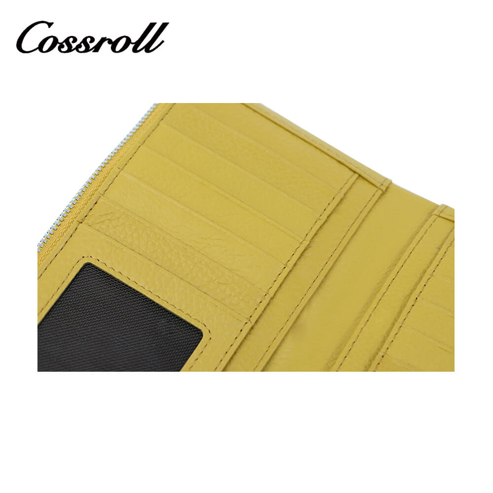 Cossroll Trifold Long Cowhide Leather Wallets Manufacturer