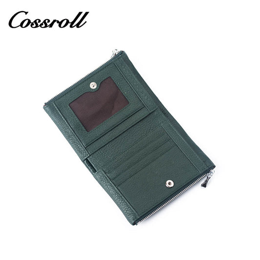 Cossroll Double Zip Short Real Leather Wallet Manufacturer