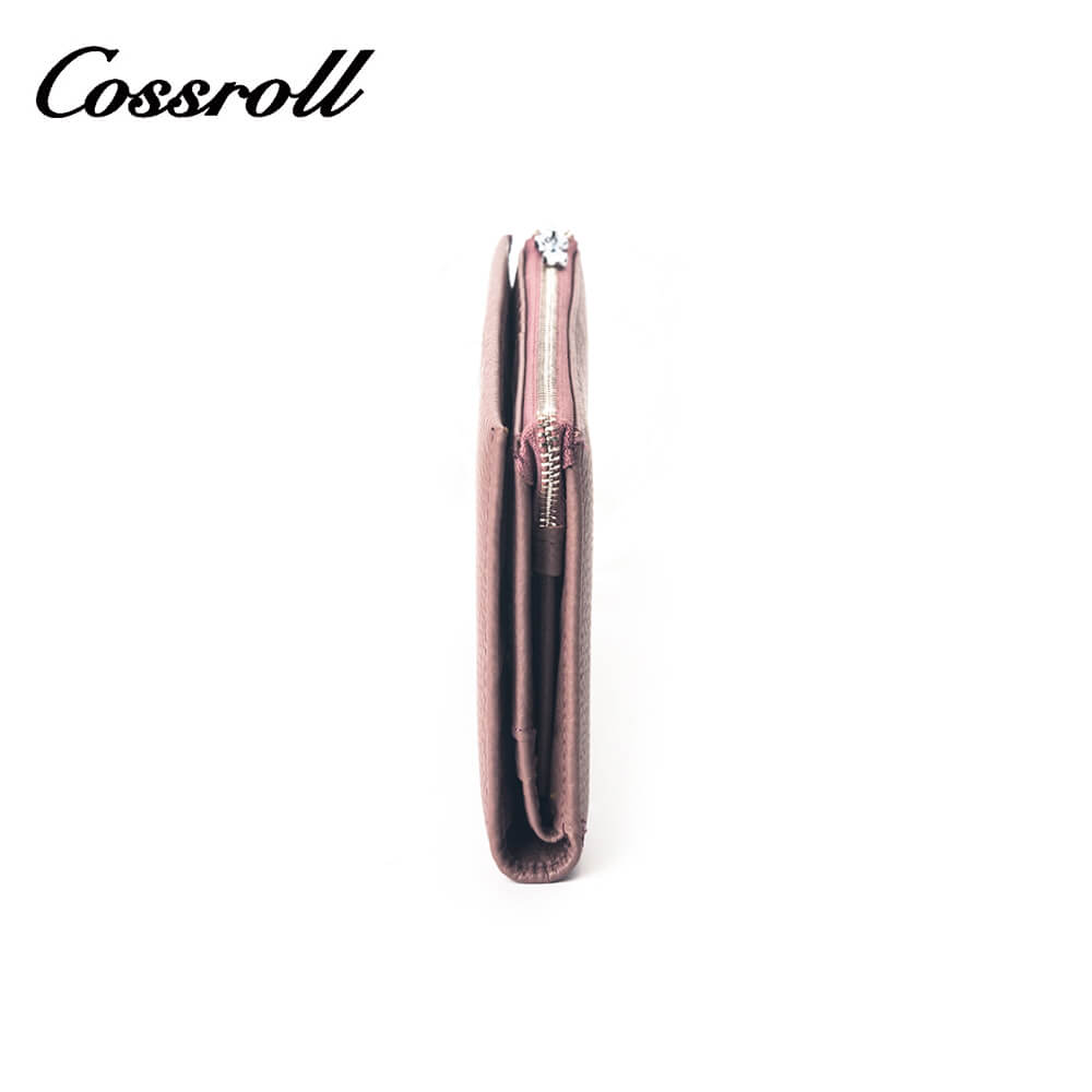Cossroll Zipper Unisex Lychee Cowhide Leather Wallets Manufacturer