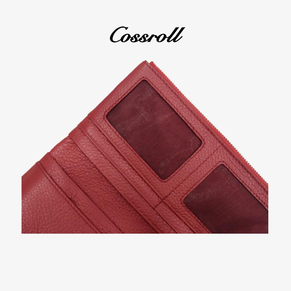 Double Zip Leather Wallet For Women - cossroll.leather