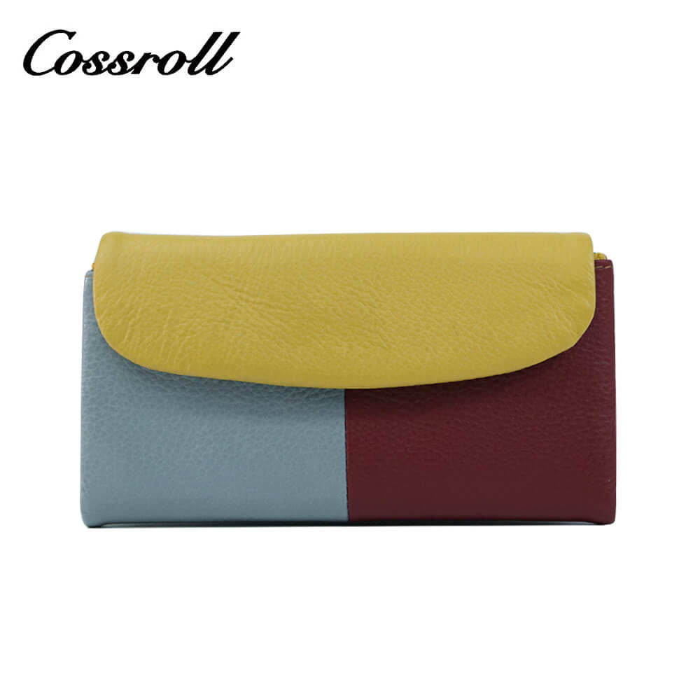 Cossroll Trifold Long Cowhide Leather Wallets Manufacturer