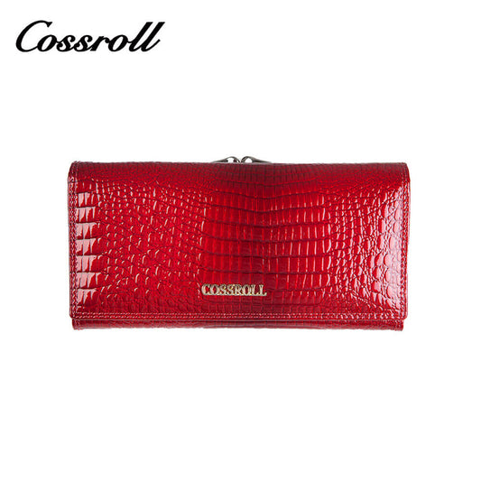 Crocodile Clutch Lady Long Cowhide Leather Wallet Manufacturer