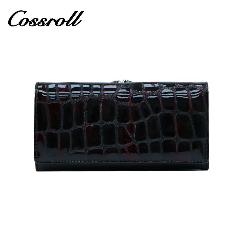 Cossroll Crocodile Ladies Patent Leather Long Wallets Wholesale