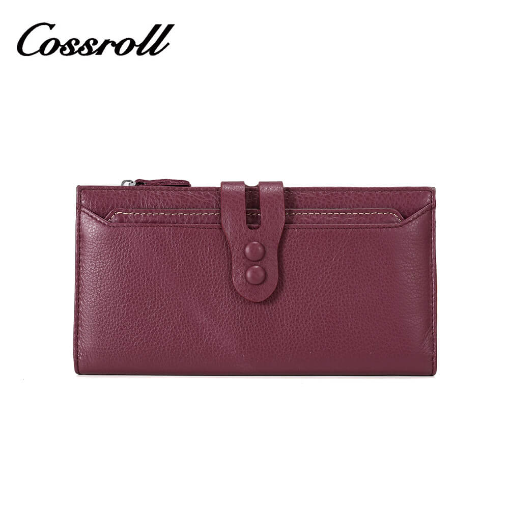 Women Trifold Cowhide Lychee Long Leather Wallet Manufacturer