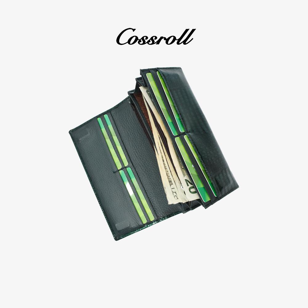 Crocodile Glossy Leather Long Wallet - cossroll.leather