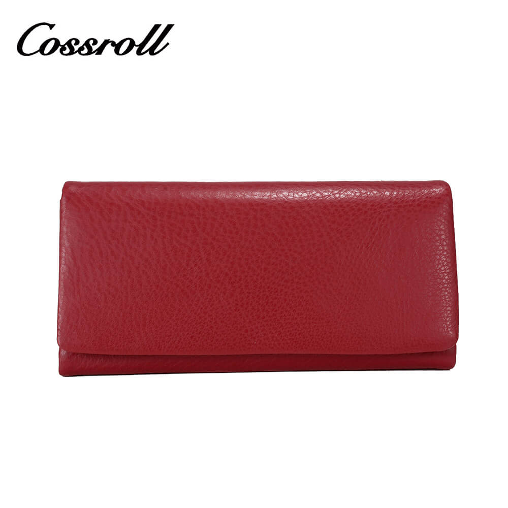 Women Trifold Cowhide Lychee Soft Leather Wallet Manufacturer