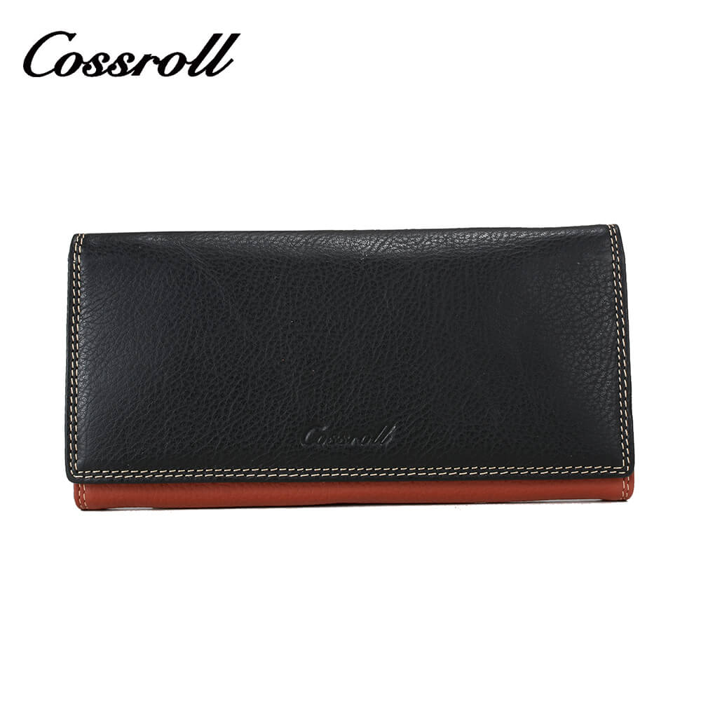 Women Long Litchi Cowhide Leather Wallet Manufacturer