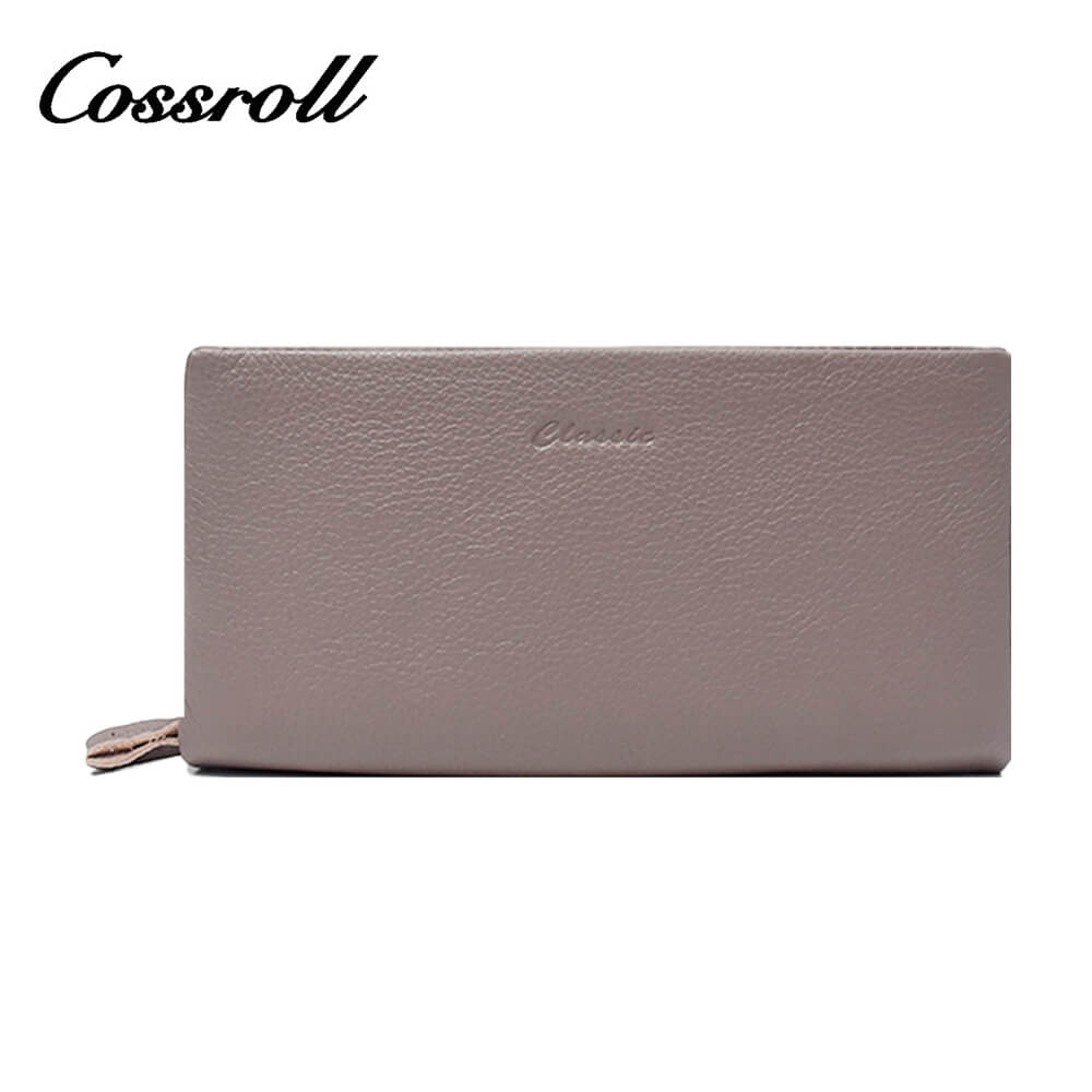 Large Leather Wallet Manufacturer Double Zipper