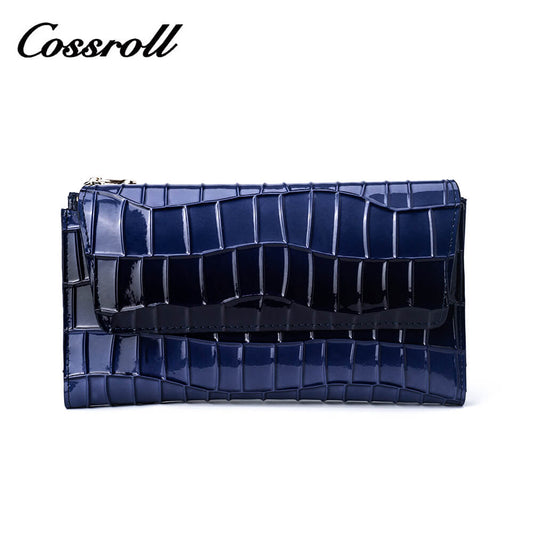 Cossroll Bifold Cowhide Patent Leather Wallets Manufacturer