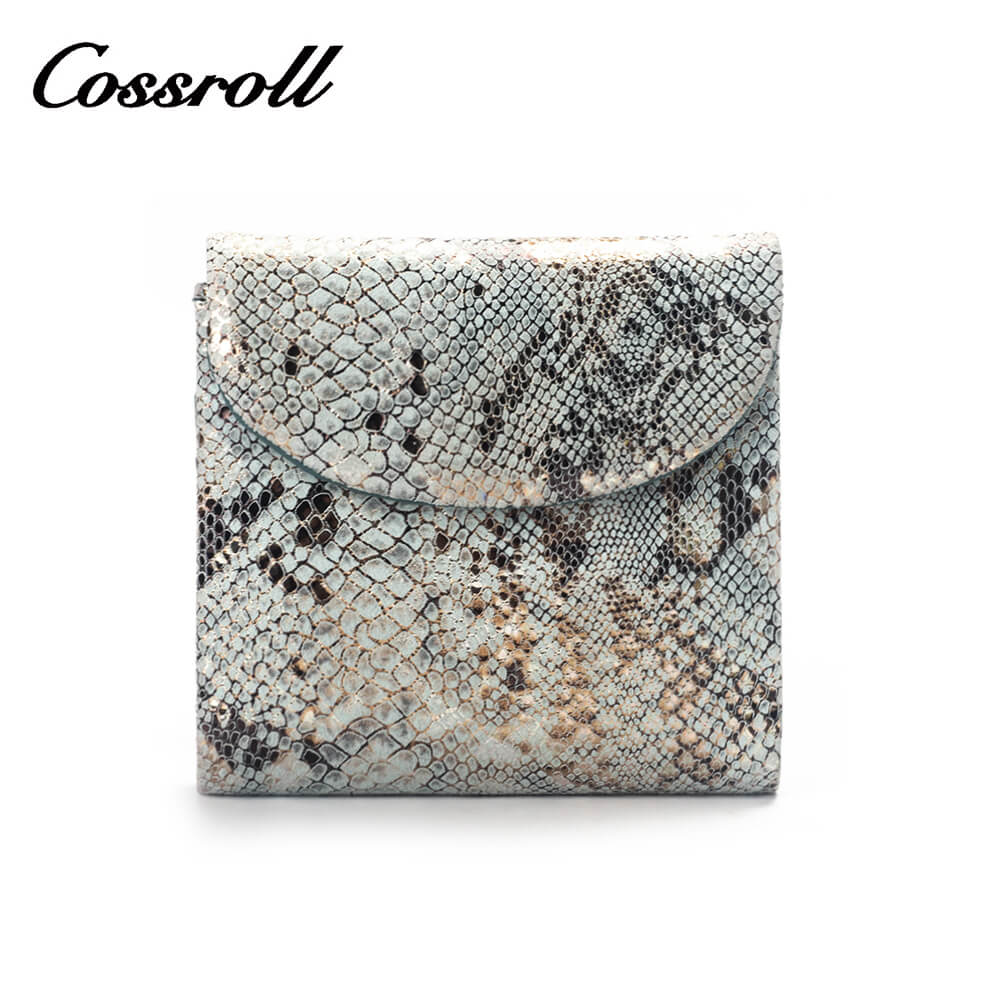 Snake Print Soft Lambskin Leather Short Wallet