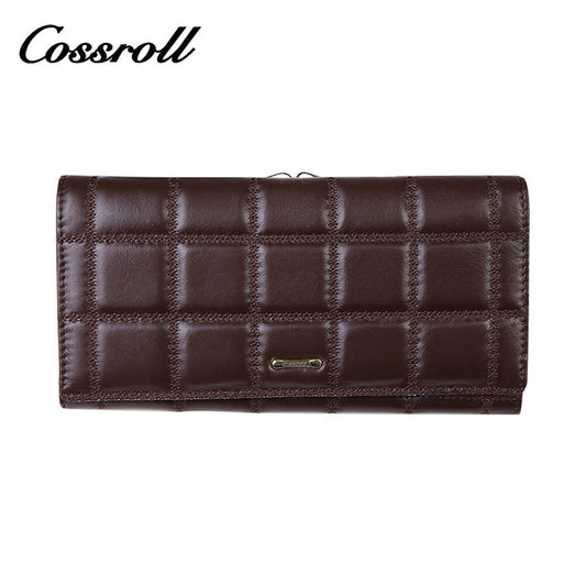 Cossroll Chocolate Texture Long Cowhide Leather Wallet Manufacturer