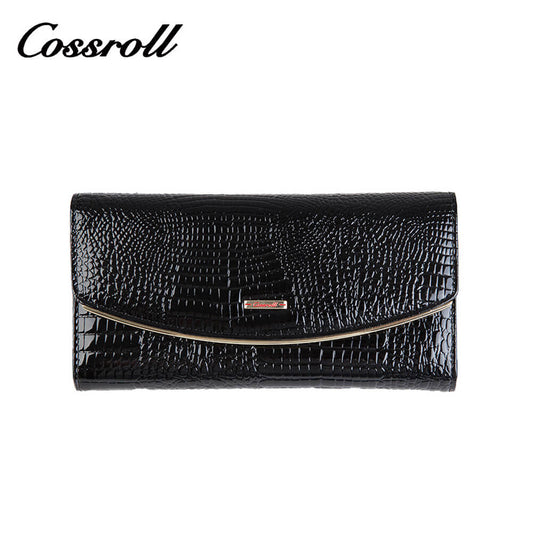 Crocodile Envelop Lady Long Patent Leather Wallets Manufacturer