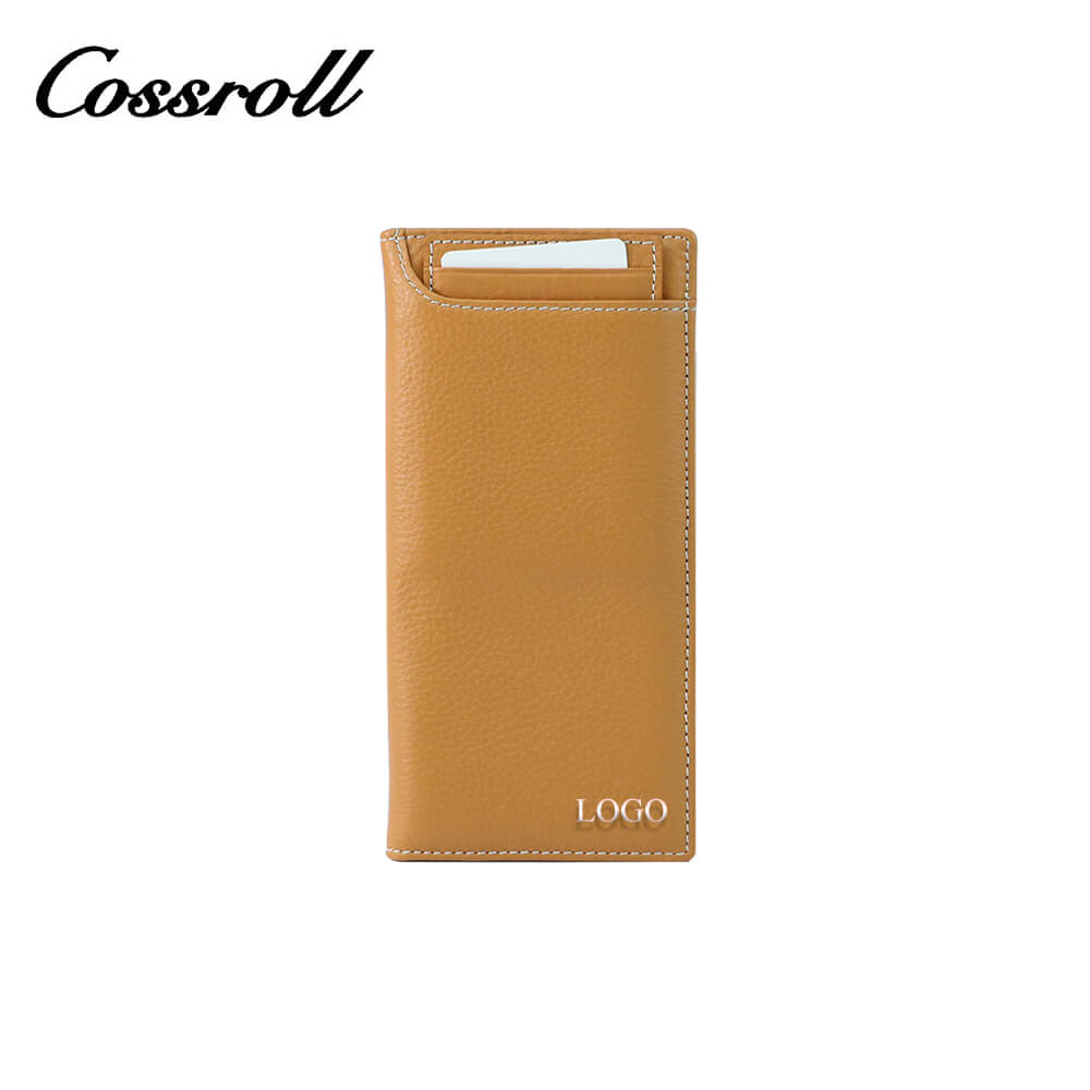 Cossroll Men Women Bifold Long Cowhide Leather Wallets Manufacturer