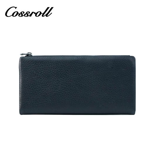 Cossroll Men Women Bifold Cowhide Leather Long Wallets Manufacturer