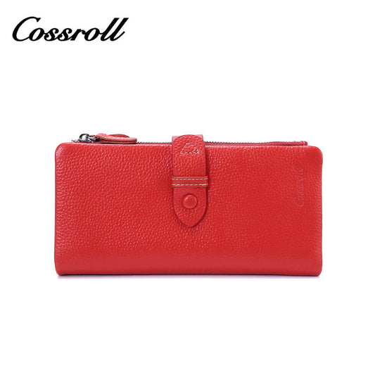 Women Cowhide Lychee Long Leather Wallet Manufacturer