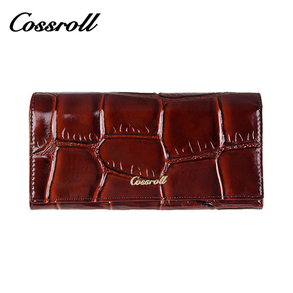 Cossroll Ladies Long Crocodile Patent Leather Wallet Manufacturer