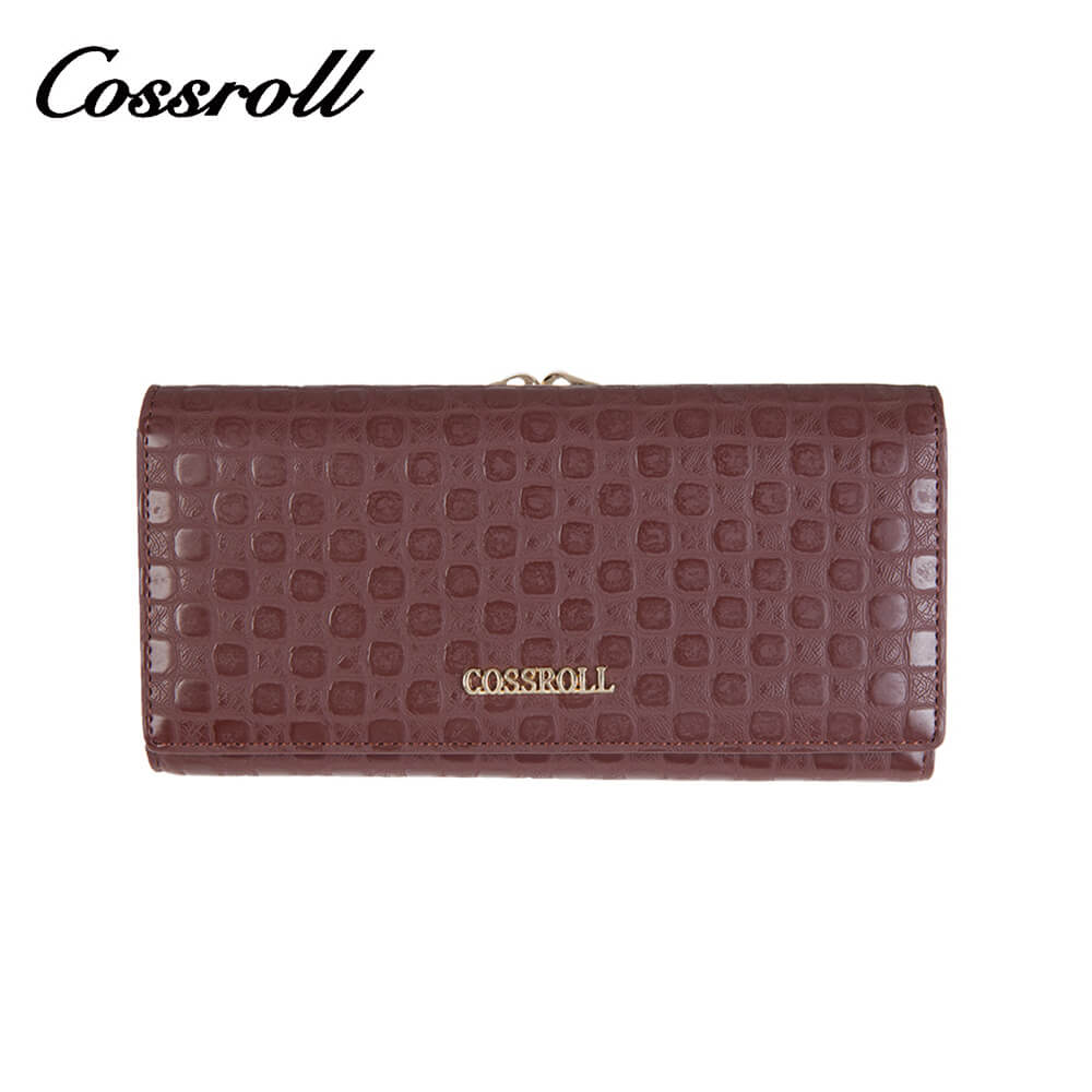 Cossroll Dots Clutch Lady Long Cowhide Leather Wallet Manufacturer