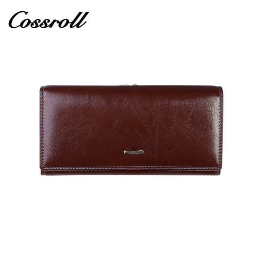 Smooth Lady Long Cowhide Leather Wallets