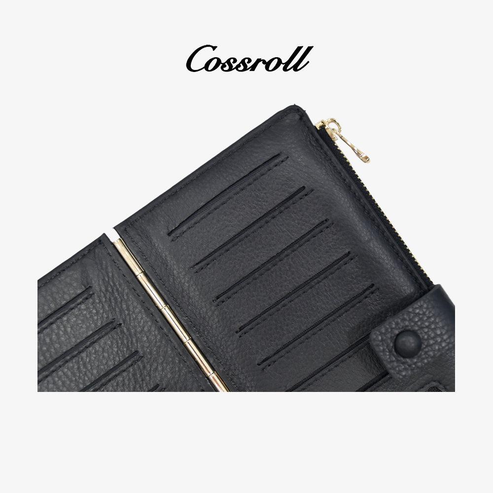 Zipper Leather Wallets Purse Bifold With Card Slots Customize - cossroll.leather