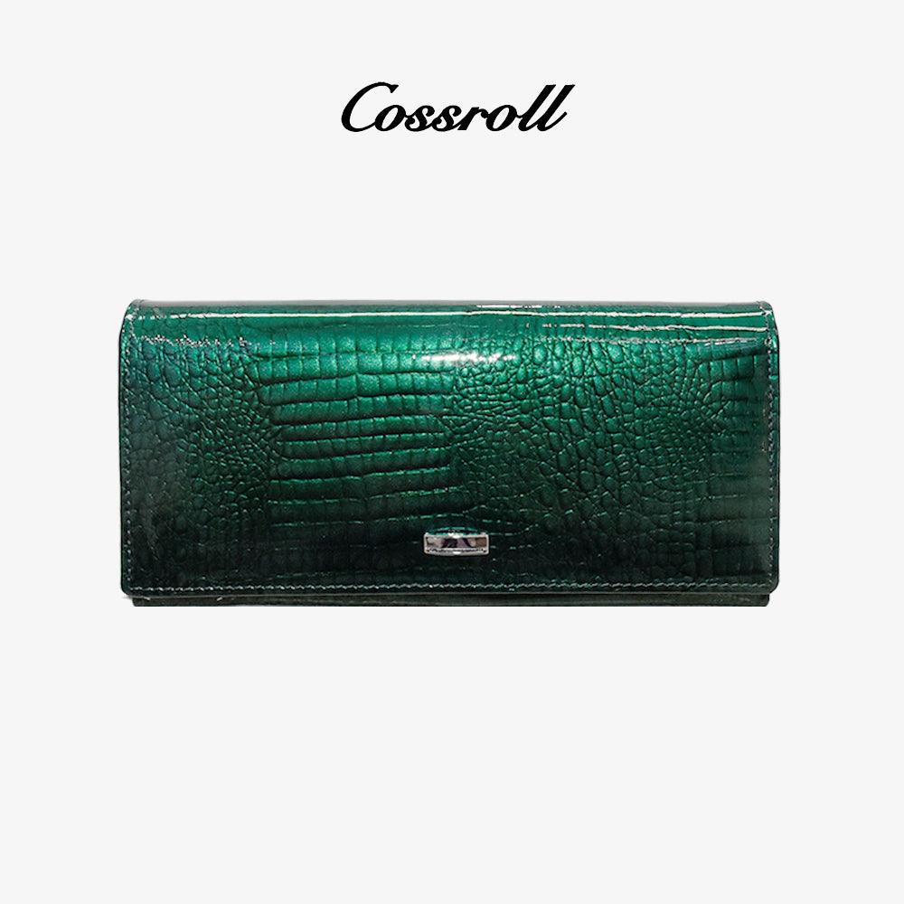 Crocodile Glossy Leather Long Wallet - cossroll.leather