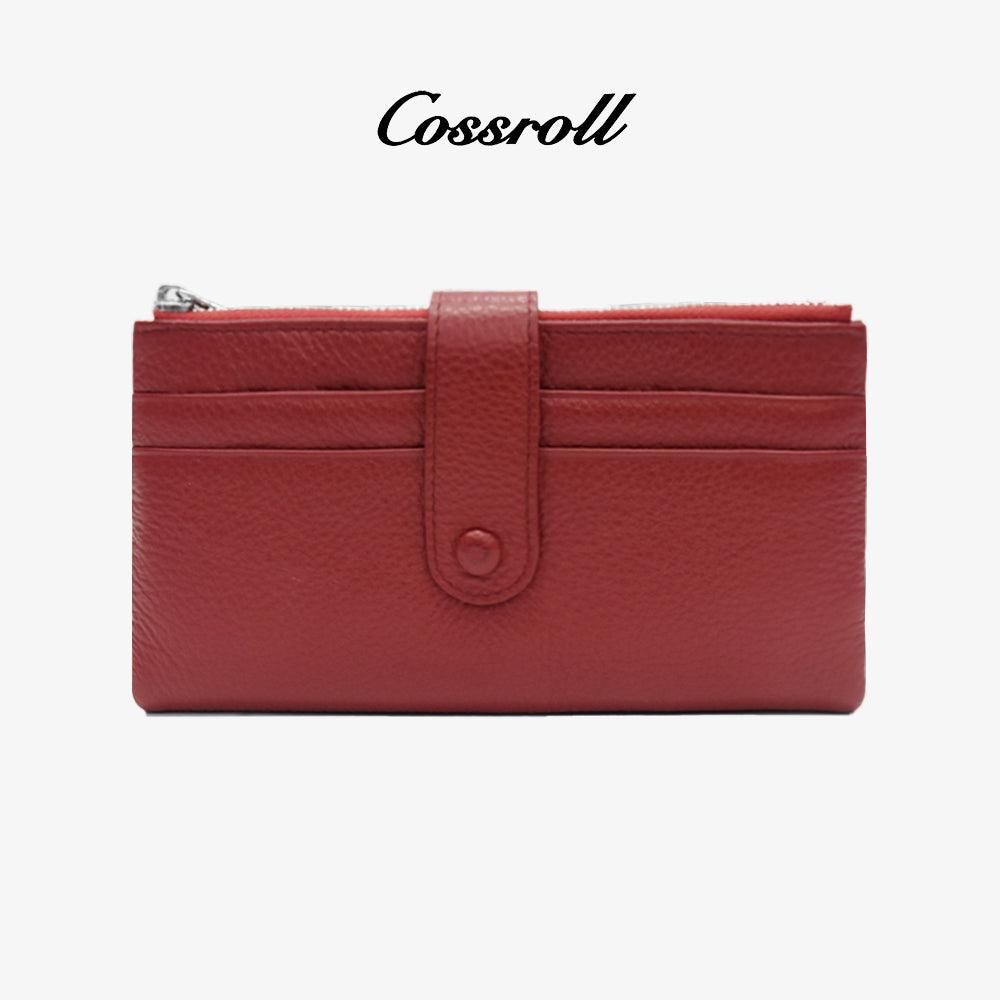 Double Zip Leather Wallet For Women - cossroll.leather