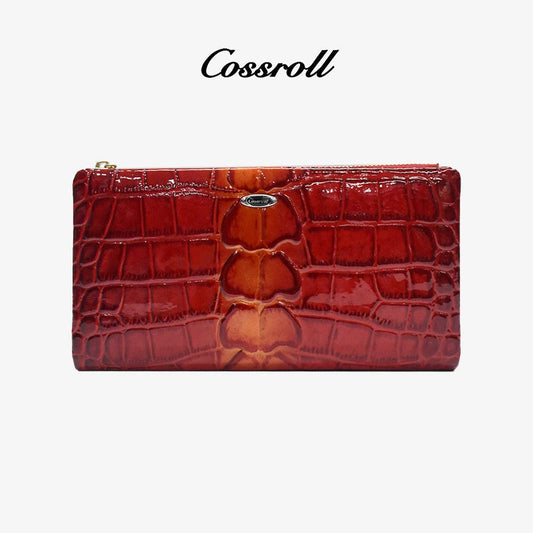 Women Zipper Bifold Wallets Glossy Purse Wholesale - cossroll.leather