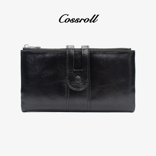 Bifold Glossy Zipper Wallet Minimalist Wholesale - cossroll.leather
