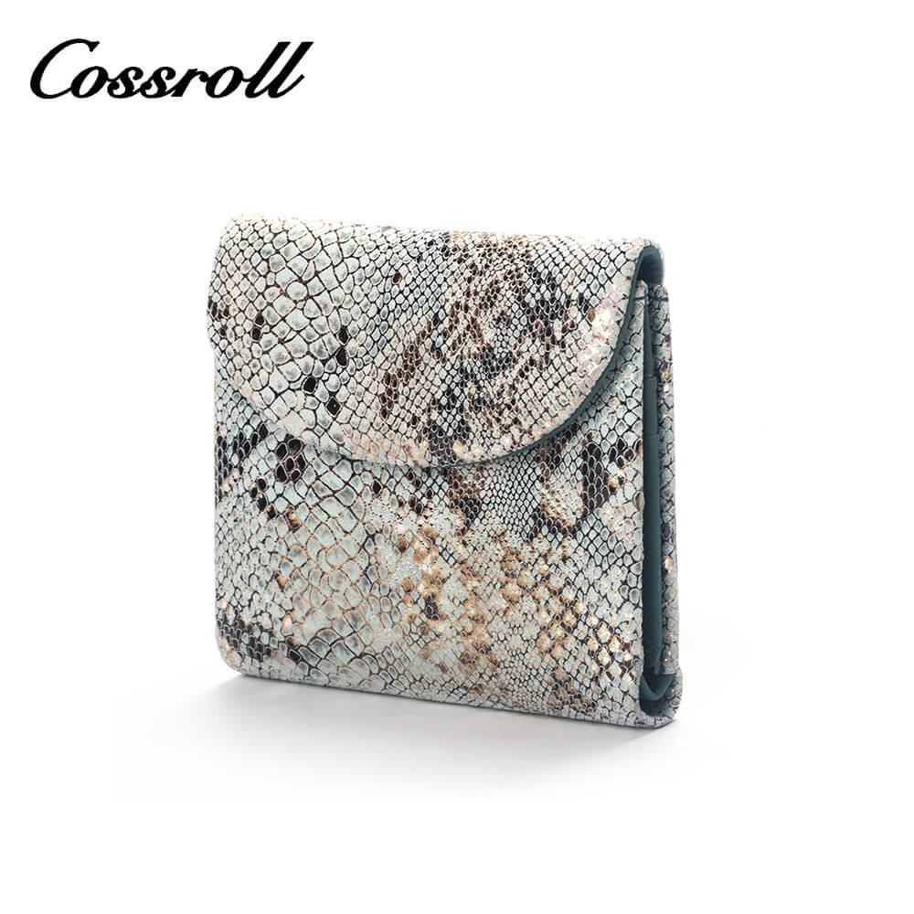 Snake Print Soft Lambskin Leather Short Wallet