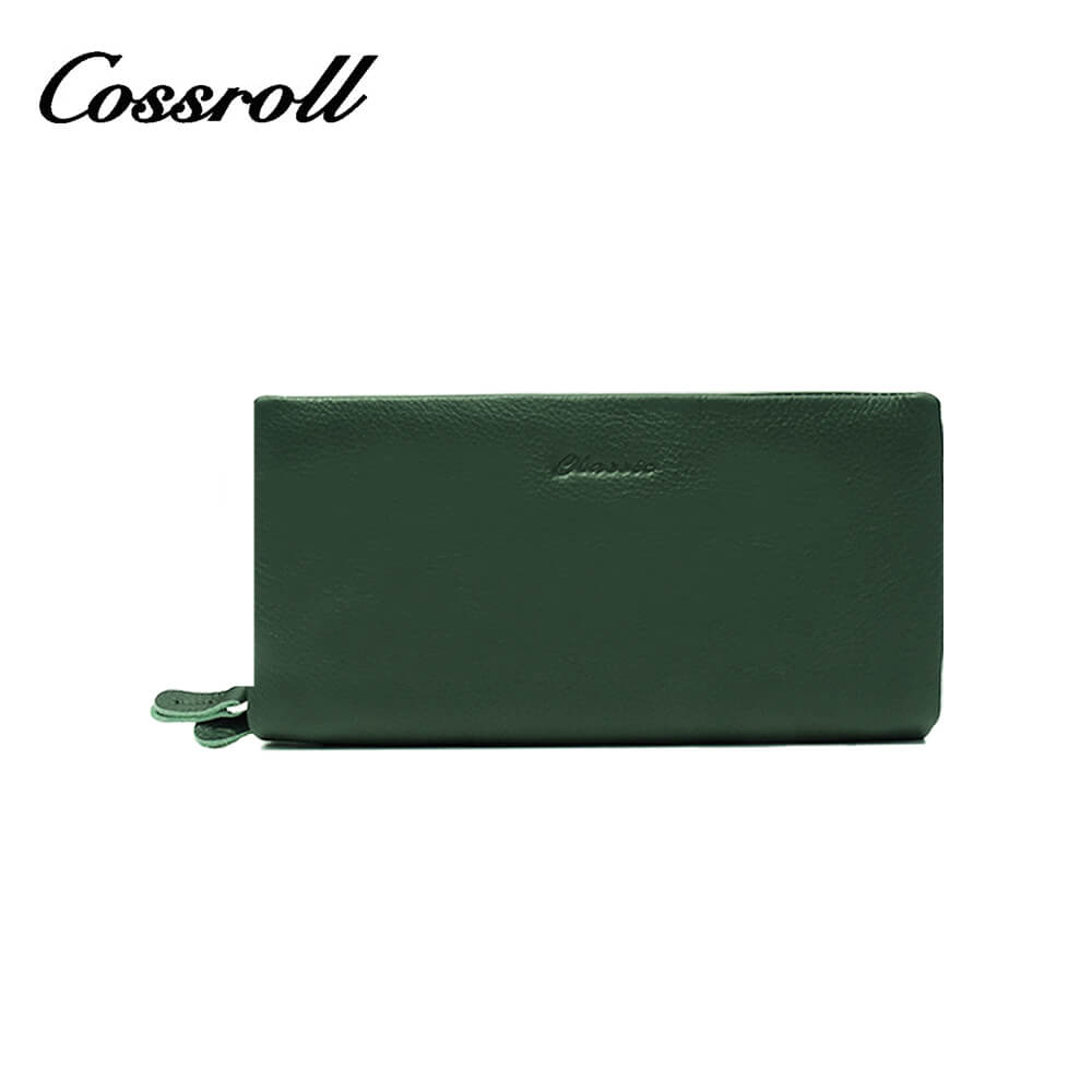 Large Leather Wallet Manufacturer Double Zipper