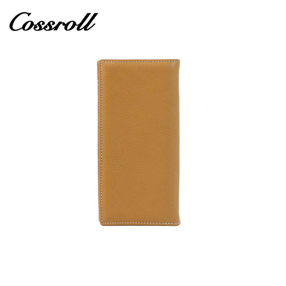 Cossroll Men Women Bifold Long Cowhide Leather Wallets Manufacturer