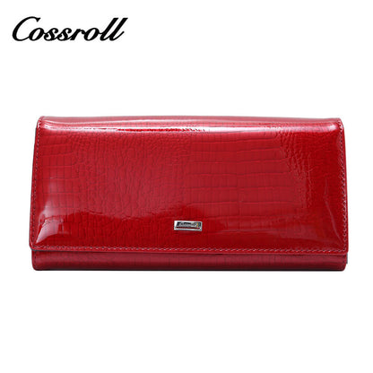 Crocodile Bifold Long Cowhide Leather Wallet Manufacturer