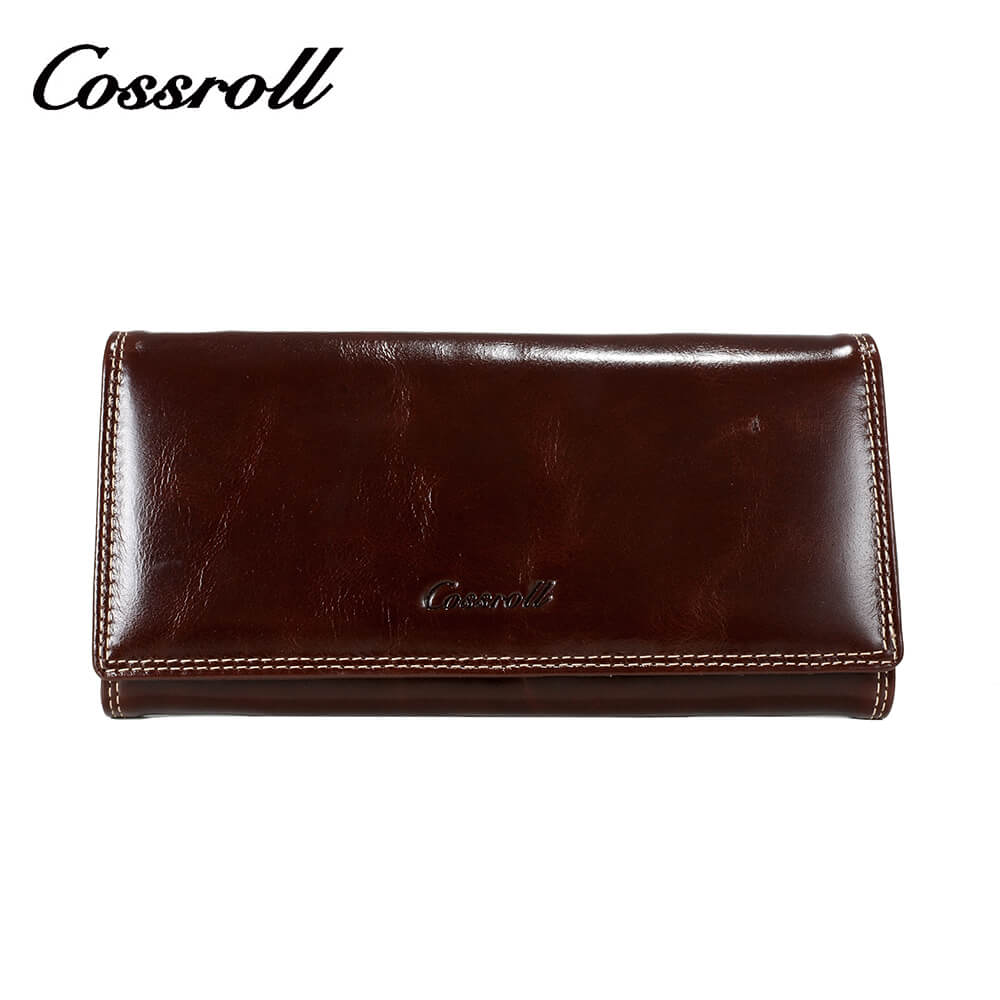 Clutch Lady Long Cowhide Waxed Leather Wallet