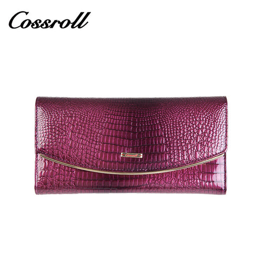 Crocodile Envelop Lady Long Patent Leather Wallets Manufacturer