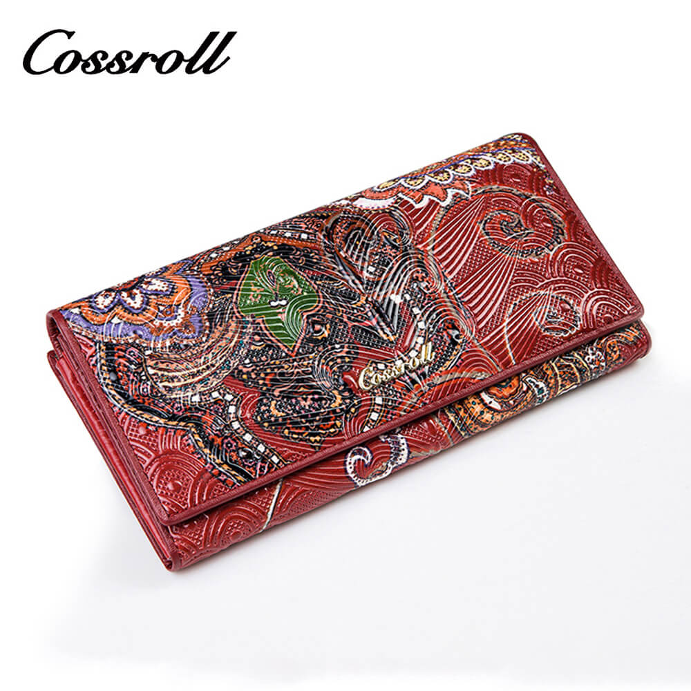 Vintage Floral Lady Long Leather Wallets