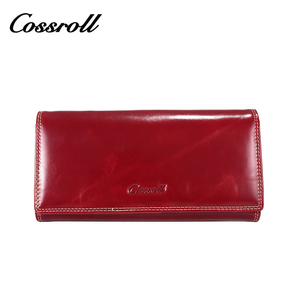 Cossroll Bifold Long Cowhide Waxed Leather Wallet Manufacturer