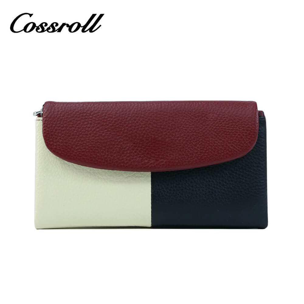 Cossroll Trifold Long Cowhide Leather Wallets Manufacturer