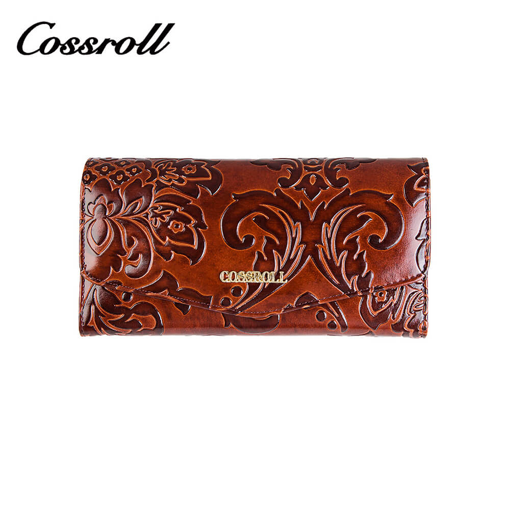 Flower Debossed Long Patent Envelope Leather Wallet Manufacturer