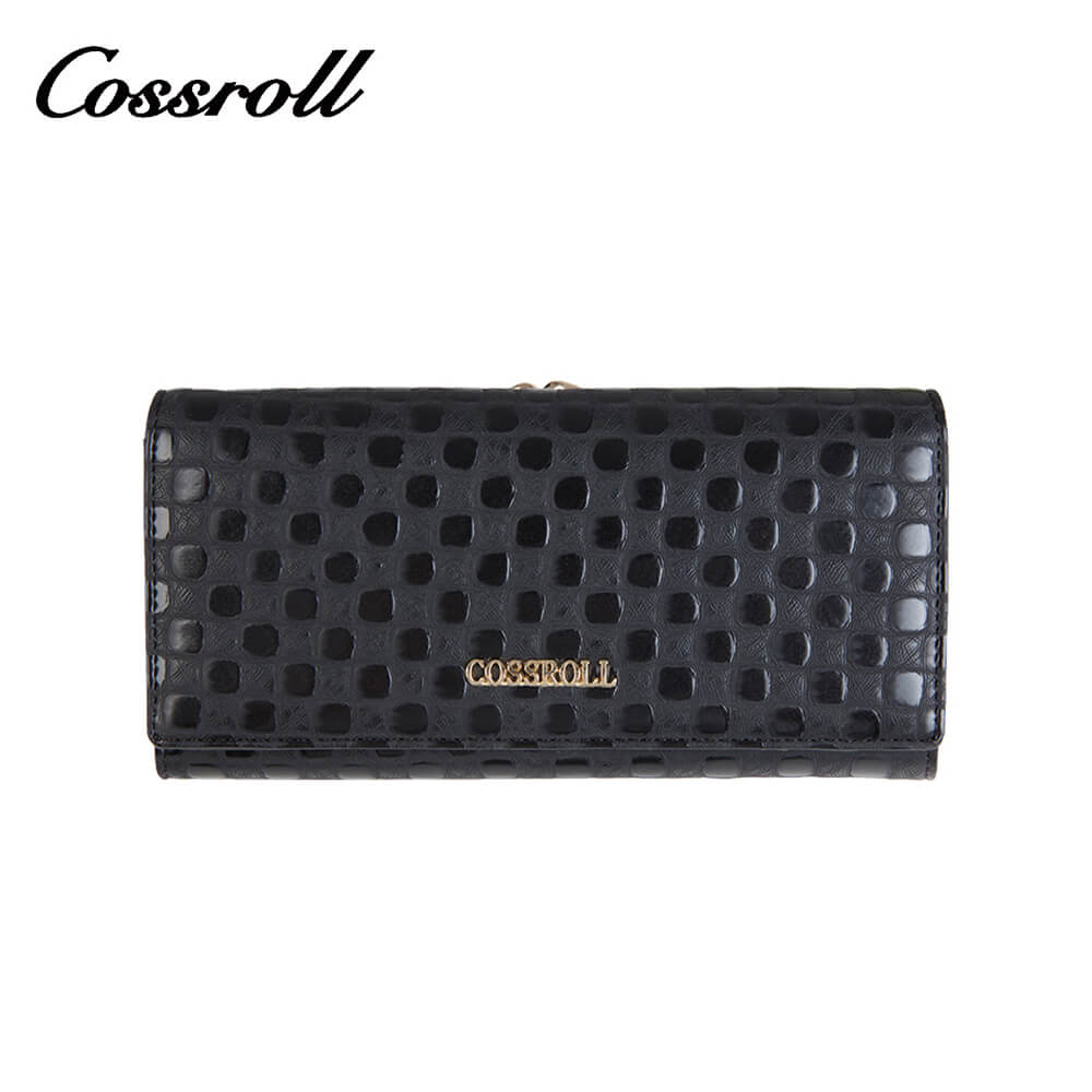 Cossroll Dots Clutch Lady Long Cowhide Leather Wallet Manufacturer