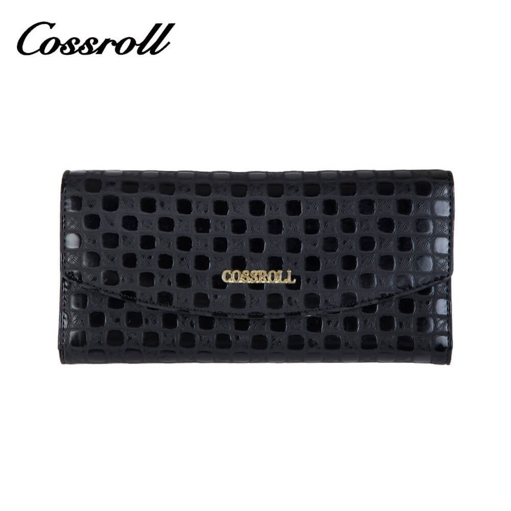 Cossroll Dots Envelop Lady Long Patent Leather Wallets Manufacturer