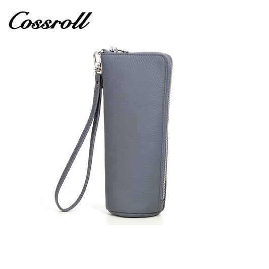 Cossroll Wristlet Irregular Lychee Cowhide Leather Wallets Manufacturer