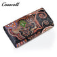 Vintage Floral Lady Long Cowhide Leather Wallets