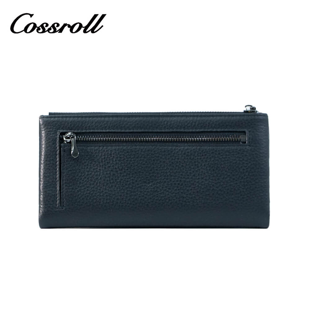 Cossroll Men Women Bifold Cowhide Leather Long Wallets Manufacturer